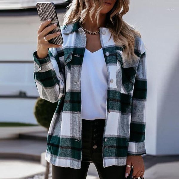 women plaid loose jacket coat vintage stylish pockets oversized fashion lapel collar long sleeve outerwear chic #t2q1, Black;brown
women plaid loose jacket coat vintage stylish pockets oversized fashion lapel collar long sleeve outerwear chic #t2q1, Black;brown