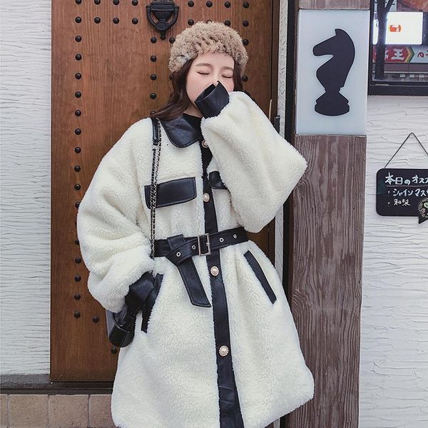 autumn winter 2021 female jacket new korean loose thickened casual lamb wool stitching pu waist faux fur outerwear womens, Black
autumn winter 2021 female jacket new korean loose thickened casual lamb wool stitching pu waist faux fur outerwear womens, Black