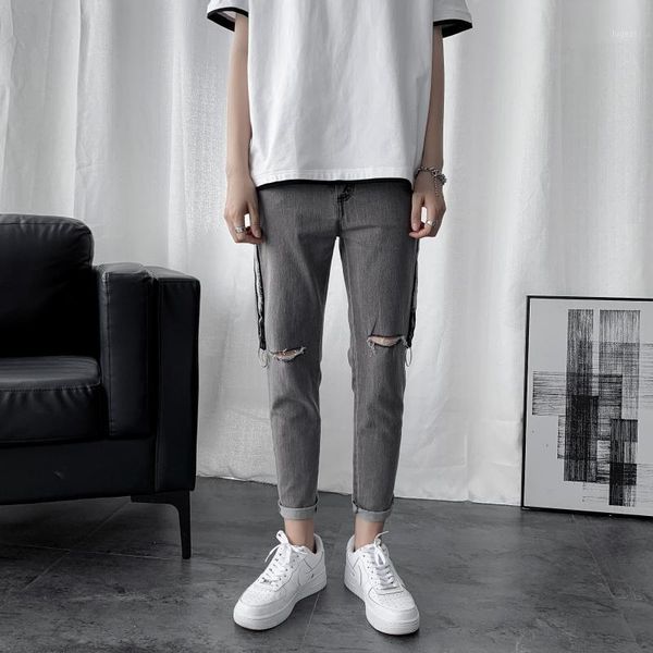 2021 autumn cool men slim ripped pencil jeans fashion trend harem denim length trousers male korea casual leggings cropped pants1, Blue
2021 autumn cool men slim ripped pencil jeans fashion trend harem denim length trousers male korea casual leggings cropped pants1, Blue