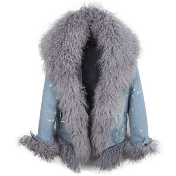 2021 new winter lamb short collar denim female fur coat velvet thick jacket kesw, Black
2021 new winter lamb short collar denim female fur coat velvet thick jacket kesw, Black