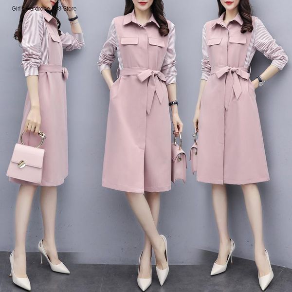 striped shirt dress for women early autumn 2021 new mid-length waist-tight elegant slimming popular shirt dress, Tan;black
striped shirt dress for women early autumn 2021 new mid-length waist-tight elegant slimming popular shirt dress, Tan;black