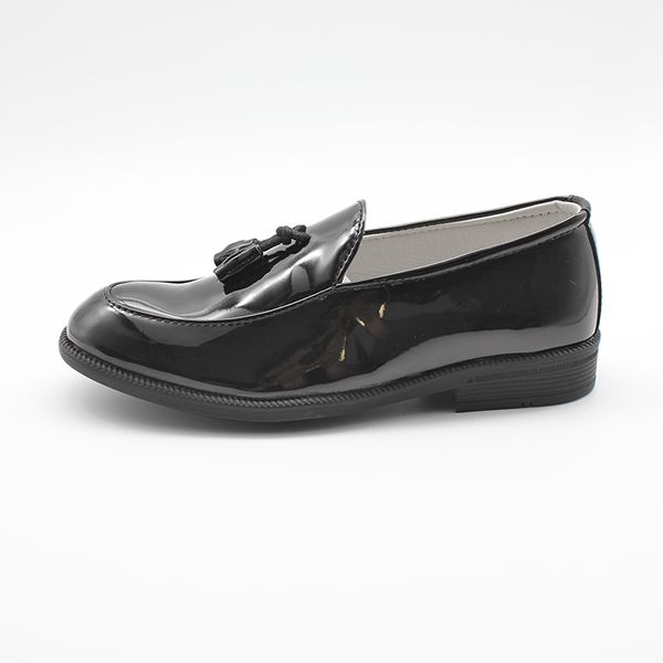 On Faux Children Formal Patent Kids Slip Leather Loafers Boys Dress Tassel Wedding Shoes