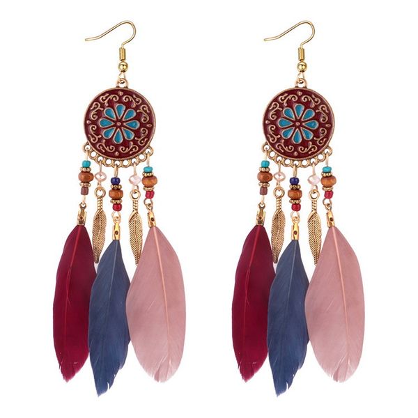 earrings of fashion jewelry bohemian retro personality feather tassel dangle earings long drop ethnic earrings for women, Silver
earrings of fashion jewelry bohemian retro personality feather tassel dangle earings long drop ethnic earrings for women, Silver
