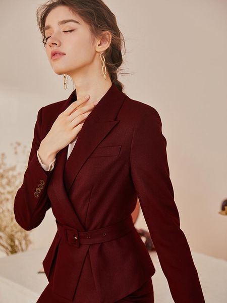 intellectual business suit 2020 autumn new suit jacket skirt burgundy two-piece, White 
intellectual business suit 2020 autumn new suit jacket skirt burgundy two-piece, White