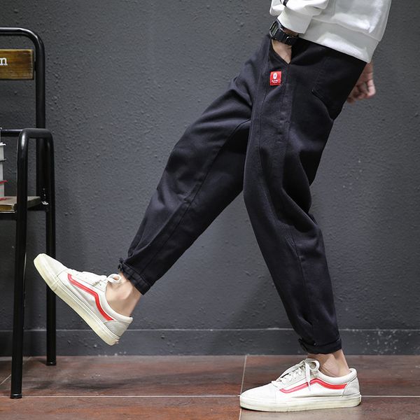 men's casual autumn 2020 new youth cotton loose harem pants fashion leggings, Black 
men's casual autumn 2020 new youth cotton loose harem pants fashion leggings, Black