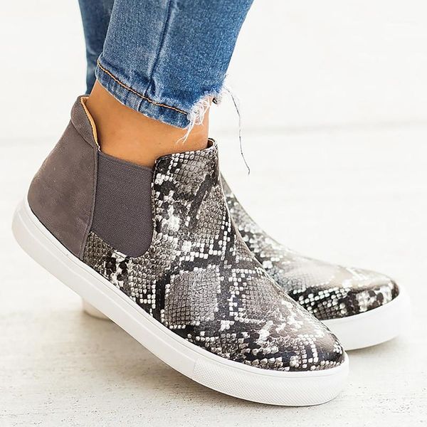 women's ankle boots large size 43 snake print pu leather boots woman elastic band comfy rubber for women1, Black
women's ankle boots large size 43 snake print pu leather boots woman elastic band comfy rubber for women1, Black
