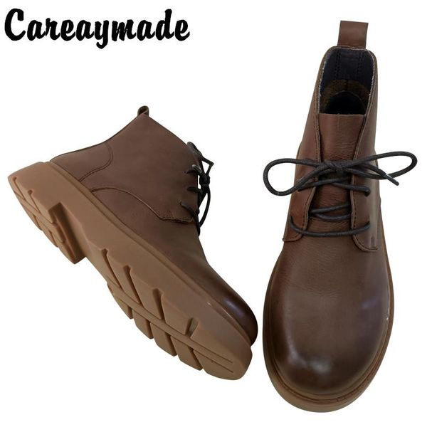 careaymade-genuine leather barefoot women's thick heel short tube boots british style soft sole spring and autumn single, Black
careaymade-genuine leather barefoot women's thick heel short tube boots british style soft sole spring and autumn single, Black