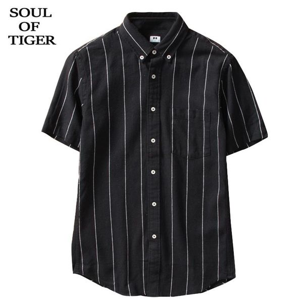 men's casual shirts soul of tiger chinese designer luxury mens vintage linen short sleeve male striped black blouses plus size, White;black
men's casual shirts soul of tiger chinese designer luxury mens vintage linen short sleeve male striped black blouses plus size, White;black