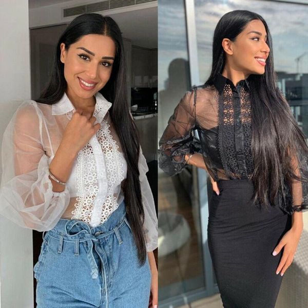 autumn chic see-through women puff sleeve mesh blouses office lady floral lace crochet long sleeve hollow out elegant shirts, White
autumn chic see-through women puff sleeve mesh blouses office lady floral lace crochet long sleeve hollow out elegant shirts, White