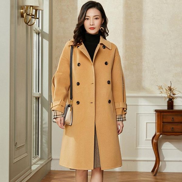 women's wool & blends classical double-breasted accept waist of fund 2021 autumn winters in long over-the-knee female cloth coat, Black
women's wool & blends classical double-breasted accept waist of fund 2021 autumn winters in long over-the-knee female cloth coat, Black