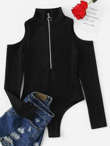 small stand collar off shoulder half zip long sleeve women bodysuit bodycon jumpsuit romper blouse playsuit long sleeve 1, Black;white
small stand collar off shoulder half zip long sleeve women bodysuit bodycon jumpsuit romper blouse playsuit long sleeve 1, Black;white