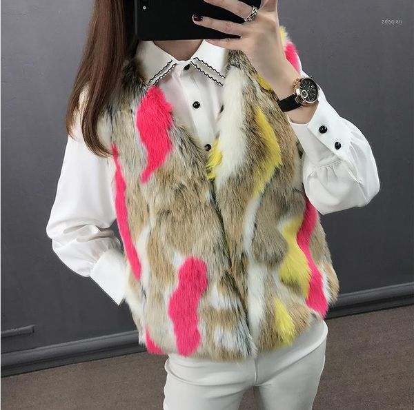 women's fur & faux 2021 autumn fashion casual short women vest jacket fight color stitching imitation female l2441, Black
women's fur & faux 2021 autumn fashion casual short women vest jacket fight color stitching imitation female l2441, Black