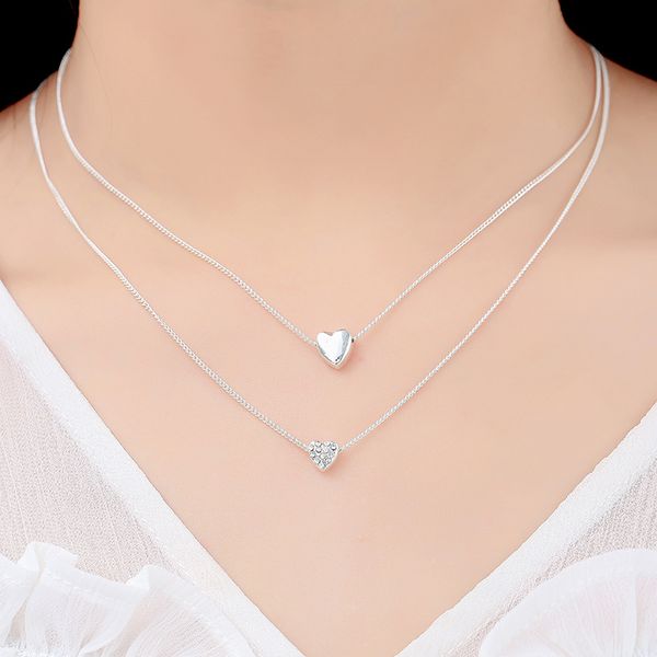 double layer love pendant necklace mother and daughter heart to heart necklace, Silver
double layer love pendant necklace mother and daughter heart to heart necklace, Silver