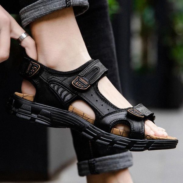 man sandals summer breathable men handmade genuine leather roman shoes hollow outdoor lightweight breathable casual beach rubber #3h2z, Black
man sandals summer breathable men handmade genuine leather roman shoes hollow outdoor lightweight breathable casual beach rubber #3h2z, Black