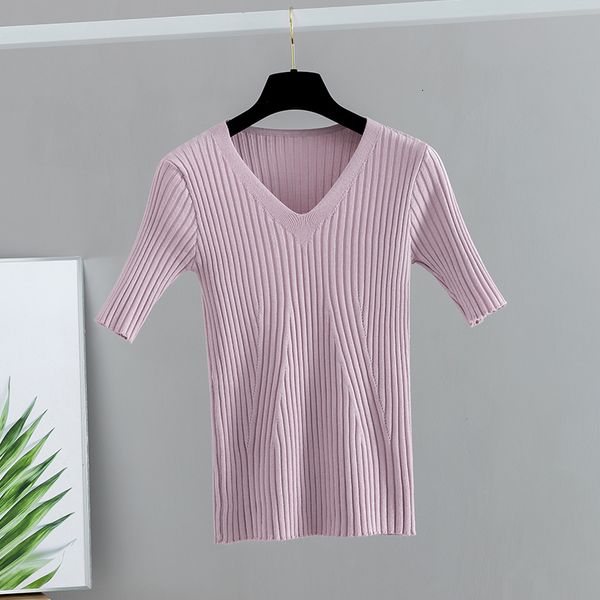 2021 new basic knit v neck women t shirt spring summer ribbed cotton pullover soft female short sleeves tshirt mhld, White
2021 new basic knit v neck women t shirt spring summer ribbed cotton pullover soft female short sleeves tshirt mhld, White