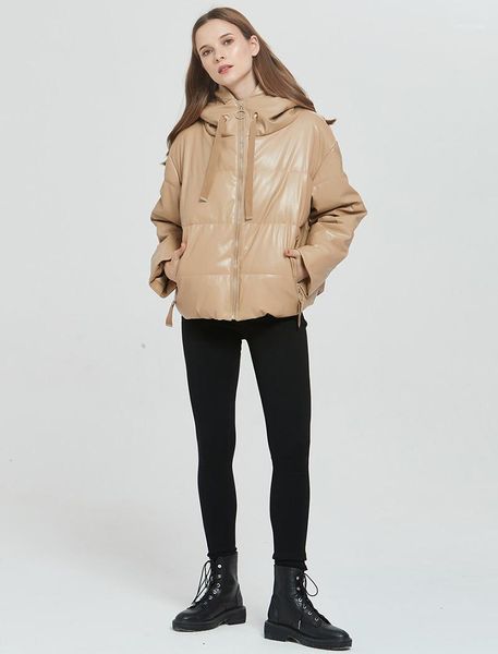 women thick warm pu faux leather padded coat 2021 winter zipper hooded jacket parka long sleeve pockets outerwear 1, Black
women thick warm pu faux leather padded coat 2021 winter zipper hooded jacket parka long sleeve pockets outerwear 1, Black