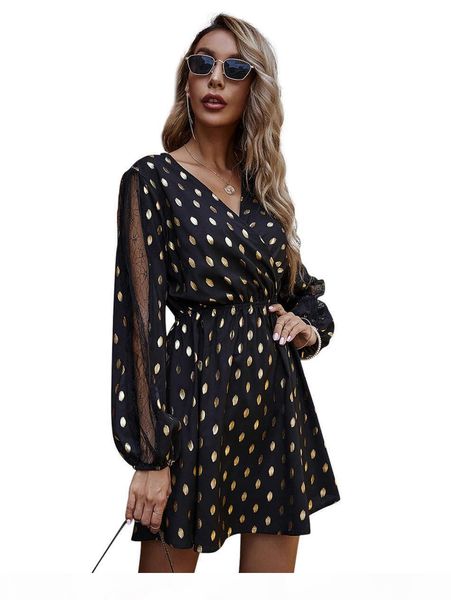 black gilding polka dot contrast lace dress women autumn high waist bishop sleeve ladies elegant short dresses ny20-3, Black;gray
black gilding polka dot contrast lace dress women autumn high waist bishop sleeve ladies elegant short dresses ny20-3, Black;gray