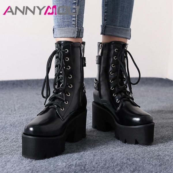 annymoli high heel ankle boots lace up woman boots platform thick heel short zip buckle ladies shoes autumn winter size 43, Black
annymoli high heel ankle boots lace up woman boots platform thick heel short zip buckle ladies shoes autumn winter size 43, Black