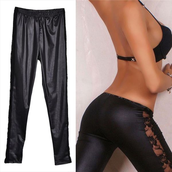 1pc new black splicing lace leather slim fit leggings skinny stretch pants trousers high quality
1pc new black splicing lace leather slim fit leggings skinny stretch pants trousers high quality
