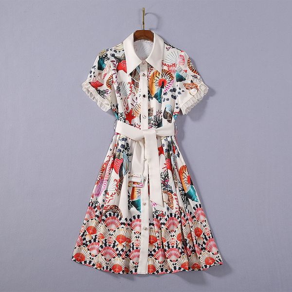 515 2020 runway dress prom fashion short sleeve lapel neck flora print sashes womens clothes brand same style sh, Black
515 2020 runway dress prom fashion short sleeve lapel neck flora print sashes womens clothes brand same style sh, Black