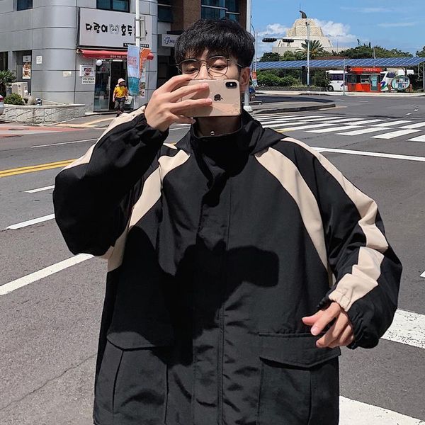 autumn and winter plush men's chic hooded tooling jacket korean loose student coat, Black;brown
autumn and winter plush men's chic hooded tooling jacket korean loose student coat, Black;brown