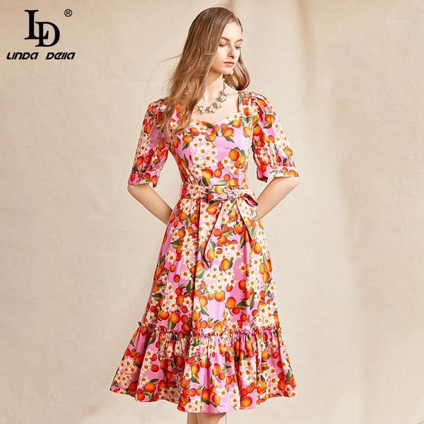 ld linda della fashion designer summer dress women short sleeve bow belt ruffles floral print female vintage midi dress vestoido1, Black;gray
ld linda della fashion designer summer dress women short sleeve bow belt ruffles floral print female vintage midi dress vestoido1, Black;gray