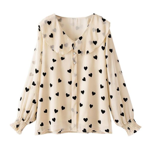 print chiffon blouses women's clothing spring and summer plus size 4xl heart flocked shirt loose slimming long-sleeve blouse, White
print chiffon blouses women's clothing spring and summer plus size 4xl heart flocked shirt loose slimming long-sleeve blouse, White