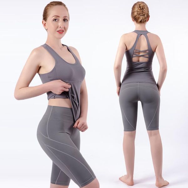 yoga outfits backless shorts set with pad for fitness women sportswear sleeveless gym workout clothing suit costume sport female 2xl1, White;red
yoga outfits backless shorts set with pad for fitness women sportswear sleeveless gym workout clothing suit costume sport female 2xl1, White;red