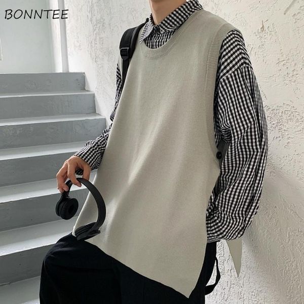 men sweater vest solid side-slit loose daily ins chic sleeveless knitted sweaters male all-match basic korean casual streetwear, Black;white
men sweater vest solid side-slit loose daily ins chic sleeveless knitted sweaters male all-match basic korean casual streetwear, Black;white