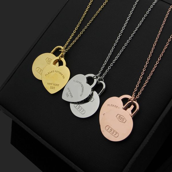 2020 designer titanium steel jewelry t letter peach heart round brand double pendant necklace 18k gold korean version necklace, Silver
2020 designer titanium steel jewelry t letter peach heart round brand double pendant necklace 18k gold korean version necklace, Silver