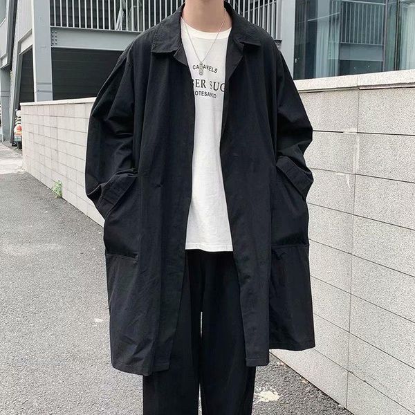 2020 spring and autumn new style windbreaker men loose overcoat men middle long coat teenager casual jacket, Black
2020 spring and autumn new style windbreaker men loose overcoat men middle long coat teenager casual jacket, Black
