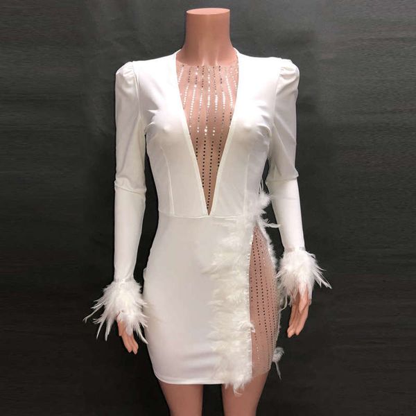 selling with 2020 dress women's mesh stitching and feather decoration, Black;gray