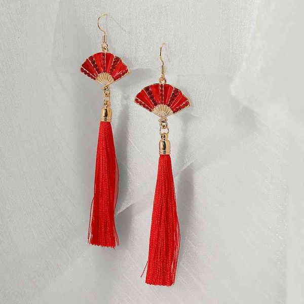 charms earrings trendy chinese style red fan long tassel pierced year festive antique, Golden
charms earrings trendy chinese style red fan long tassel pierced year festive antique, Golden
