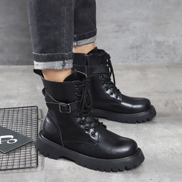 autumn front lace up high martin boots leisure style thick heel round head casual personality trend autumn and winter men's shoes, Black
autumn front lace up high martin boots leisure style thick heel round head casual personality trend autumn and winter men's shoes, Black
