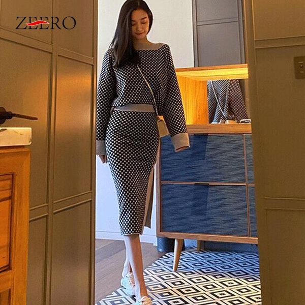 women's tracksuits korean fall 2 piece set women knitted plaid sweater pullover + split package hip midi skirt winter outfits, Gray
women's tracksuits korean fall 2 piece set women knitted plaid sweater pullover + split package hip midi skirt winter outfits, Gray