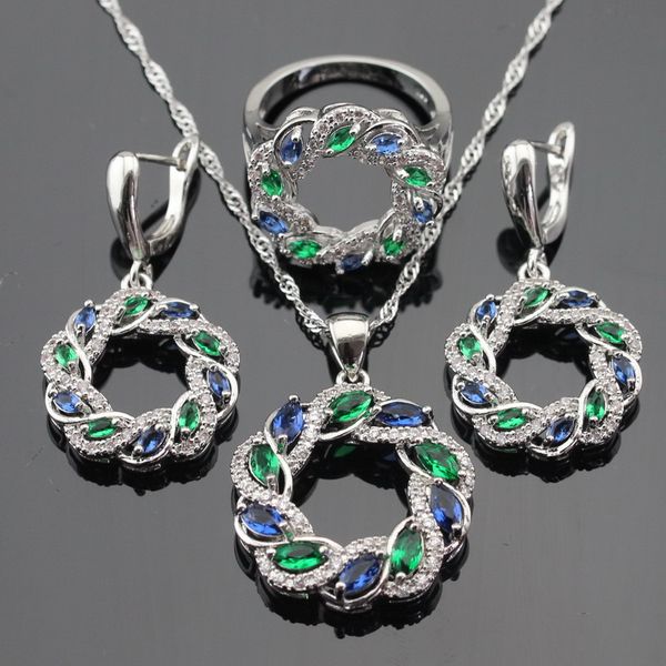 wpaitkys green blue crystal white zirconia silver color jewelry sets for women necklace pendant earrings rings gift box
wpaitkys green blue crystal white zirconia silver color jewelry sets for women necklace pendant earrings rings gift box