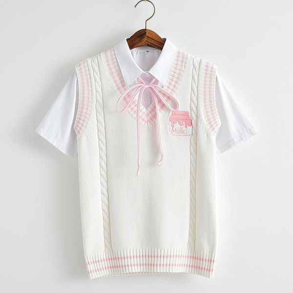 2020 new cute cheese embroidery college style japan soft sister jk uniforms knitted vest1, White;black
2020 new cute cheese embroidery college style japan soft sister jk uniforms knitted vest1, White;black