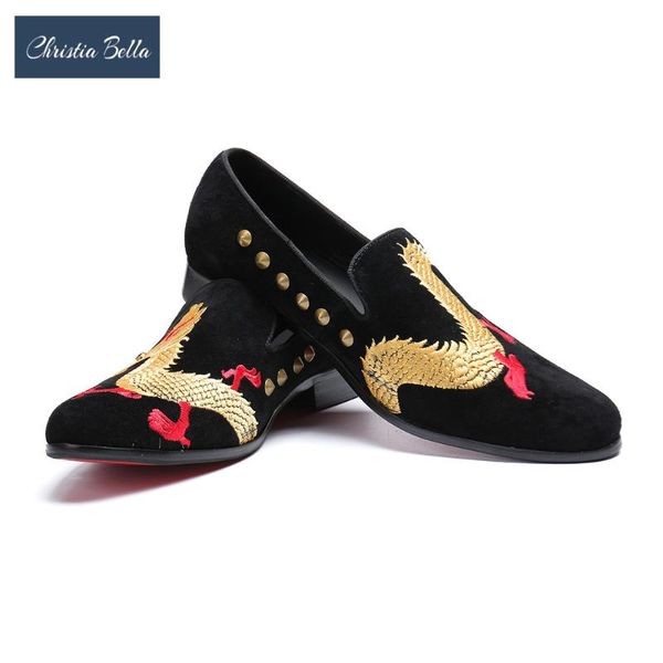 dress shoes christia bella brand designer handmade men nubuck leather with luxurious embroidery party and wedding loafers, Black
dress shoes christia bella brand designer handmade men nubuck leather with luxurious embroidery party and wedding loafers, Black