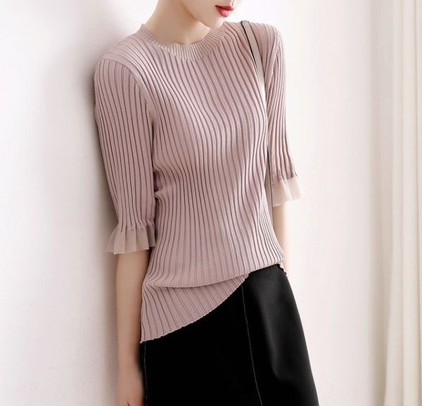 elegant and chiclight and slim coat t-shirt slim with thin stripes ice silk t-shirt women's new style mid sleeve in summer 2019 9fg0, White;black
elegant and chiclight and slim coat t-shirt slim with thin stripes ice silk t-shirt women's new style mid sleeve in summer 2019 9fg0, White;black