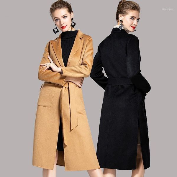 water ripple cashmere coat female new solid long woolen coat trench autumn and winter european double-sided women's woolen1, Black
water ripple cashmere coat female new solid long woolen coat trench autumn and winter european double-sided women's woolen1, Black