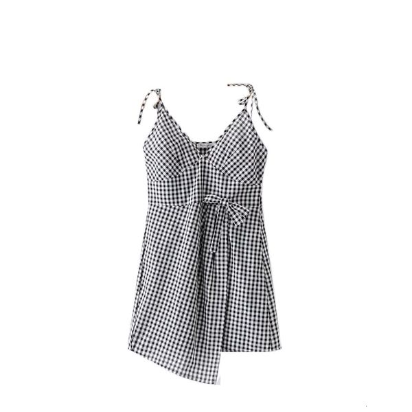 summer irregular very dressed in late stage court dress high ascended white plaid black adjustment spaghetti belts decorating arc t9g2, Black;gray
summer irregular very dressed in late stage court dress high ascended white plaid black adjustment spaghetti belts decorating arc t9g2, Black;gray