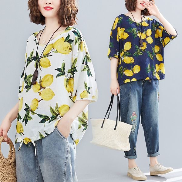 2020 summer new linent-shirt cotton linenfat mm loose and versatile foreign stylereduced age cotton and hemp printed v-neck drawstri, White
2020 summer new linent-shirt cotton linenfat mm loose and versatile foreign stylereduced age cotton and hemp printed v-neck drawstri, White
