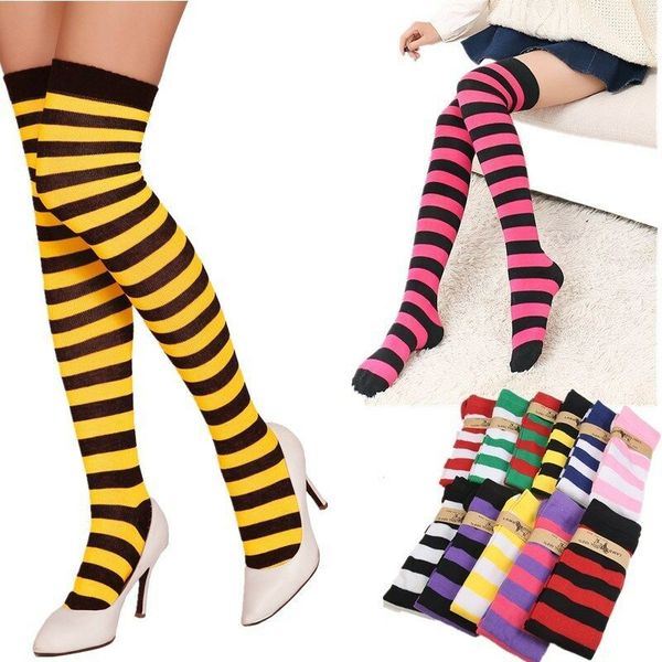 Women Girl Striped Thigh High Stockings Plus Size Over The Knee Socks NEW, Red;black
Women Girl Striped Thigh High Stockings Plus Size Over The Knee Socks NEW, Red;black