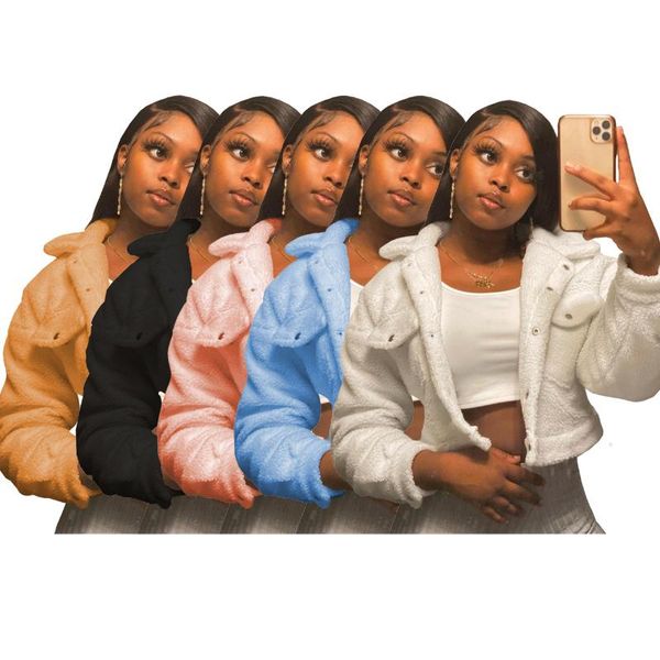 women's jackets 2021 autumn winter women solid short plush jacket turn down collar long sleeve pockets slim coat fashion casua warml ou, Black;brown
women's jackets 2021 autumn winter women solid short plush jacket turn down collar long sleeve pockets slim coat fashion casua warml ou, Black;brown