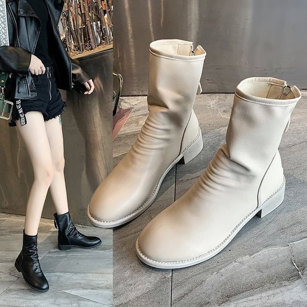 pleated elegant women mid calf boots sewing med square heel rivet round toe vintage winter boots zipper plus size shoes, Black
pleated elegant women mid calf boots sewing med square heel rivet round toe vintage winter boots zipper plus size shoes, Black