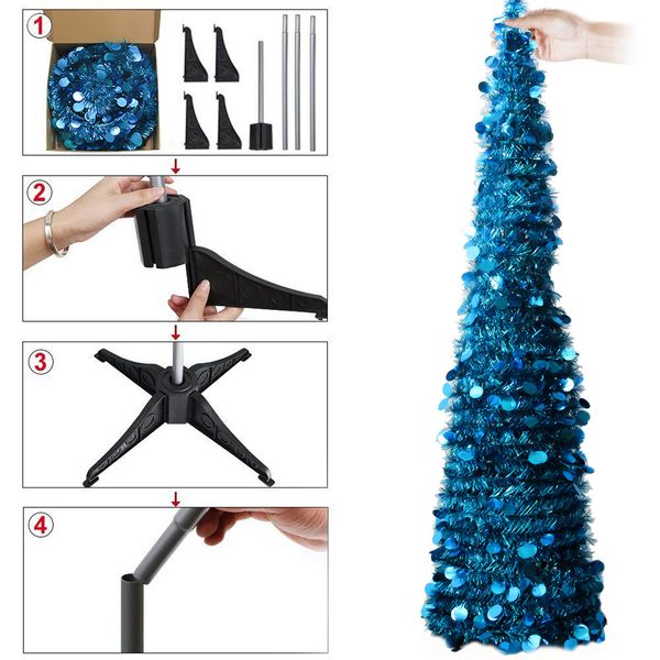 5 foot pop up tinsel artificial christmas tree with stand blue christmas holiday new year decor
5 foot pop up tinsel artificial christmas tree with stand blue christmas holiday new year decor