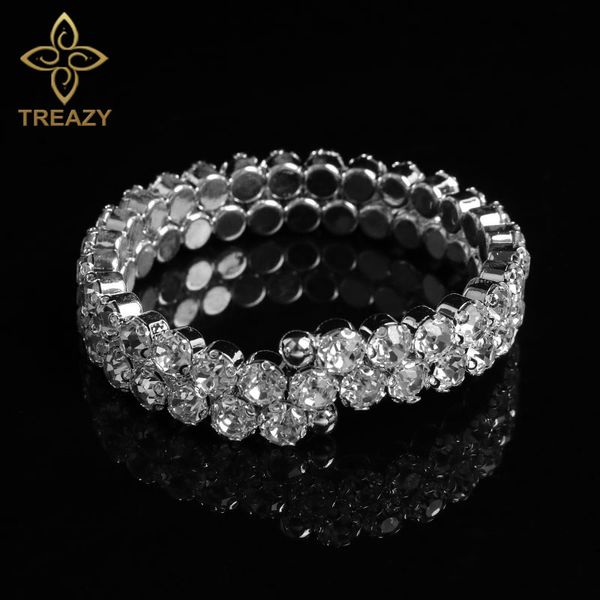 

bangle treazy open cuff bangles &bracelets for women silver color 2 row crystal bracelet wedding jewelry accessories pulseras femme, Black