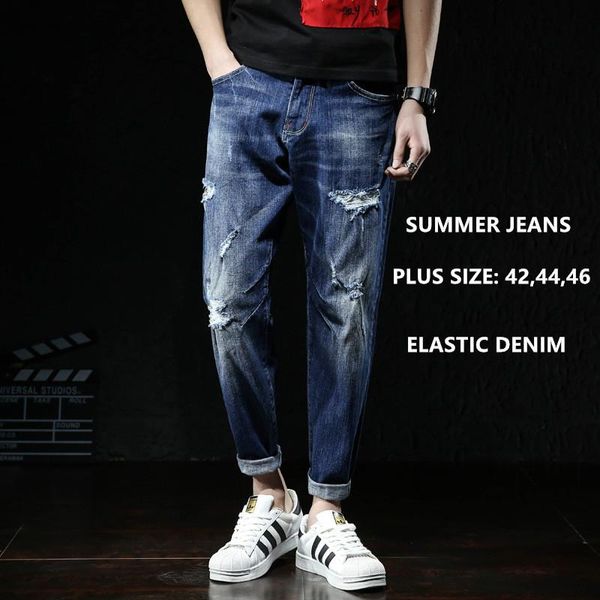 men jeans fashions ripped fit denim hip hop mens harem jean plus size 42 44 46 summer ankle length cotton trousers cowboy pants, Blue
men jeans fashions ripped fit denim hip hop mens harem jean plus size 42 44 46 summer ankle length cotton trousers cowboy pants, Blue
