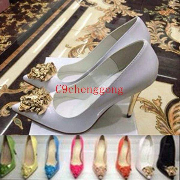 fashion spring autumn pointed toe gold ladies head high heel shoes black white japaned leather dress shoes women's pumps work shoes 34
fashion spring autumn pointed toe gold ladies head high heel shoes black white japaned leather dress shoes women's pumps work shoes 34