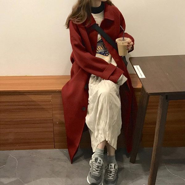 women's wool & blends blend woolen coat front single breasted button pocket straight solid red black overcoat trench korean midi long c
women's wool & blends blend woolen coat front single breasted button pocket straight solid red black overcoat trench korean midi long c